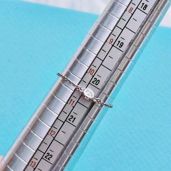 $1200++ Tiffany & Co. Elsa Peretti Platinum Diamond BTY Ring Chain .07 Carats - Picture 6 of 6